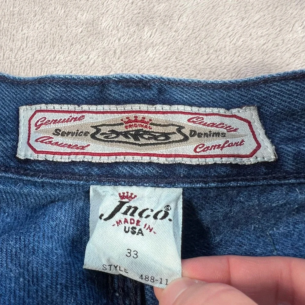 Vintage JNCO Jean Shorts Men's 33 Blue Denim Made in USA 90s Skater Baggy Style